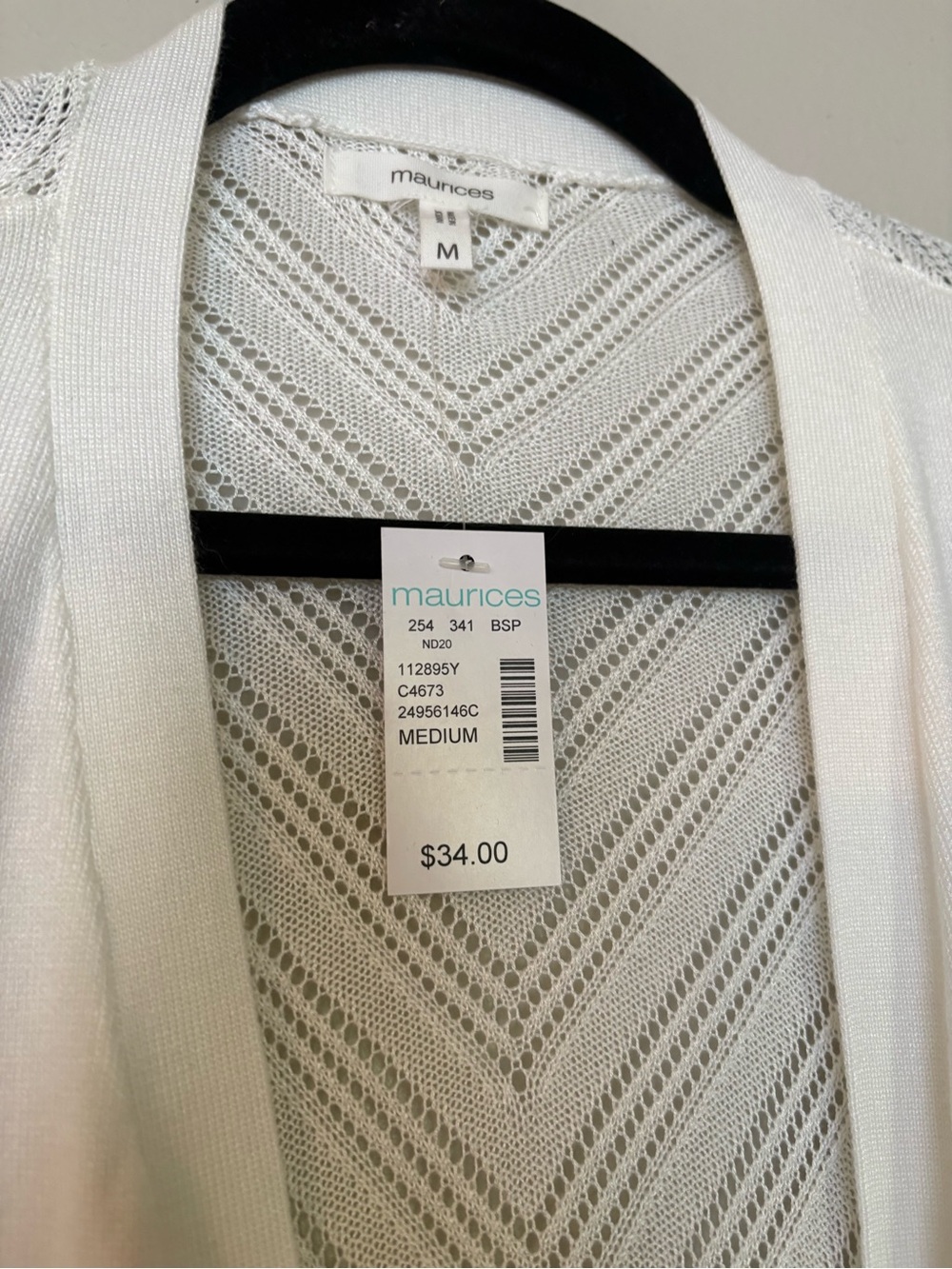 Maurices White Open-Front Chevron Knit Cardigan - Picture 3 of 3